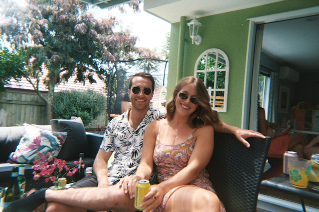 Relaxing together on a sunny patio